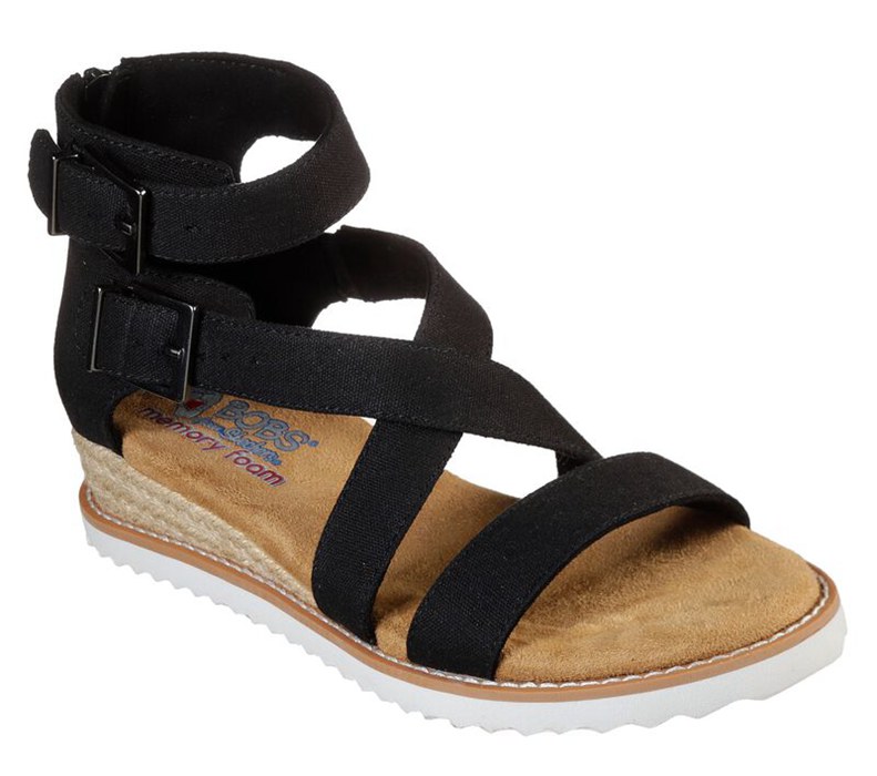 Skechers Bobs Desert Kiss - Mountain Princess - Womens Sandals Black [AU-DG5105]